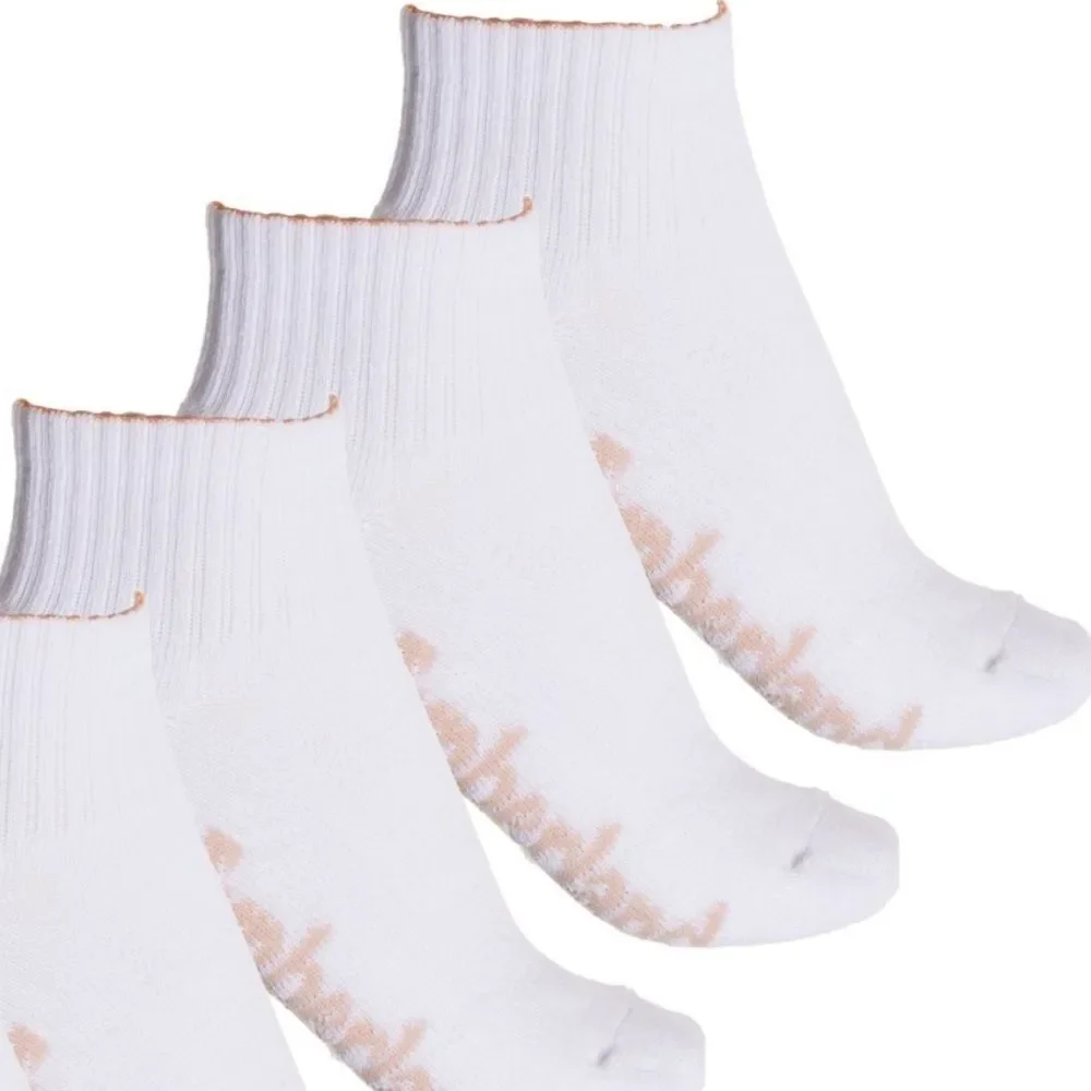 Timberland White Ivory Logo Aerated Half Cushioned Cotton Blend Socks 5 pack